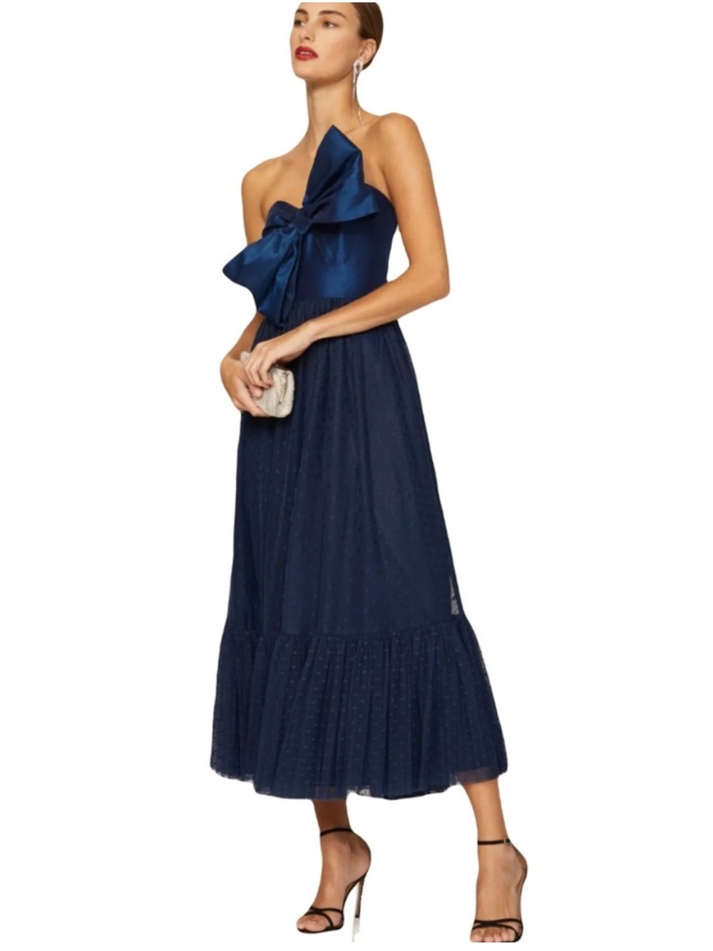 ANTHROPOLOGIE NWT $230 Hutch Tulle Bow Tie Strapless Midi Dress Size 12